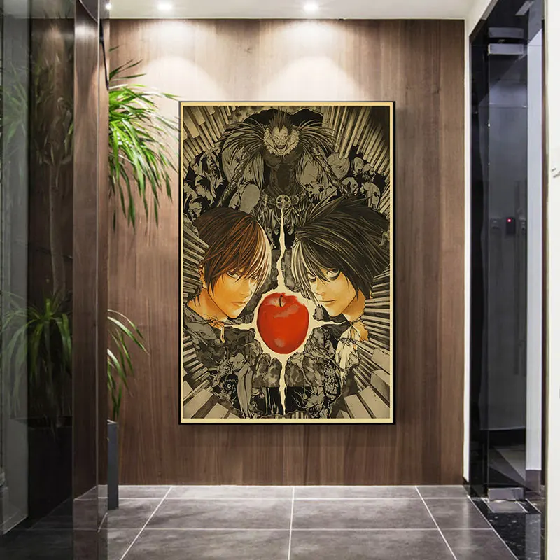 Классический японский аниме "Тетрадь Смерти" холстная живопись и постер для стен для гостиной, коридора, декора дома, картины "Куадрос он".