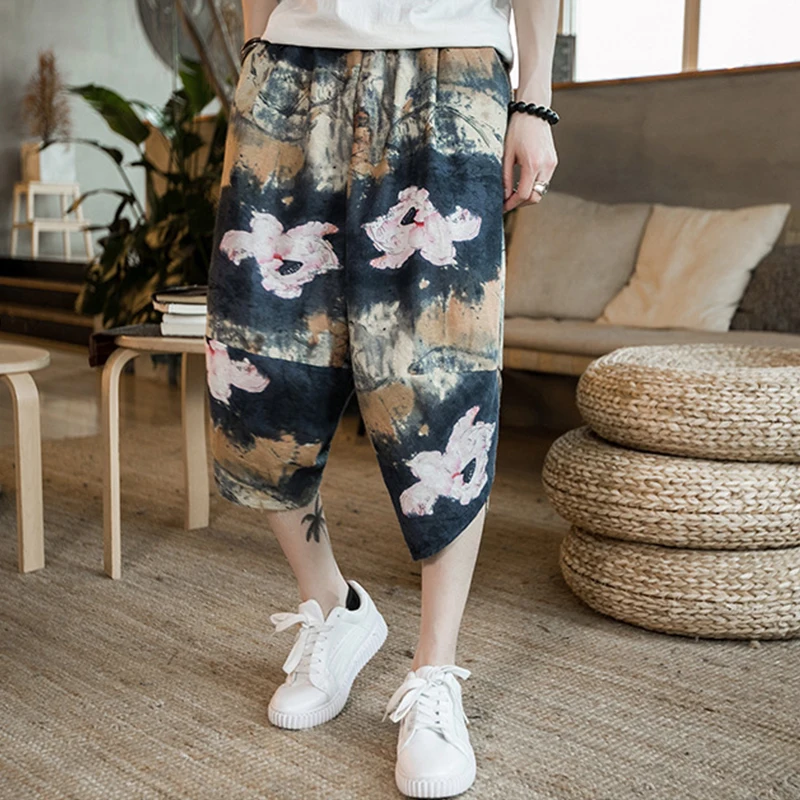 Мужские Пляжные широкие брюки уличная одежда в индийском стиле тайские шорты из