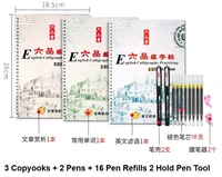 3 books liu pin tang 3d groove copybook children adult hand writing copy auto dry repeat practice art english book pen set