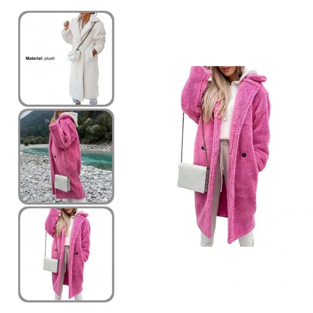 

Fall Winter Trendy Lapel Single Button Fluffy Coat Long Fluffy Cardigan Thickened for Daily Wear
