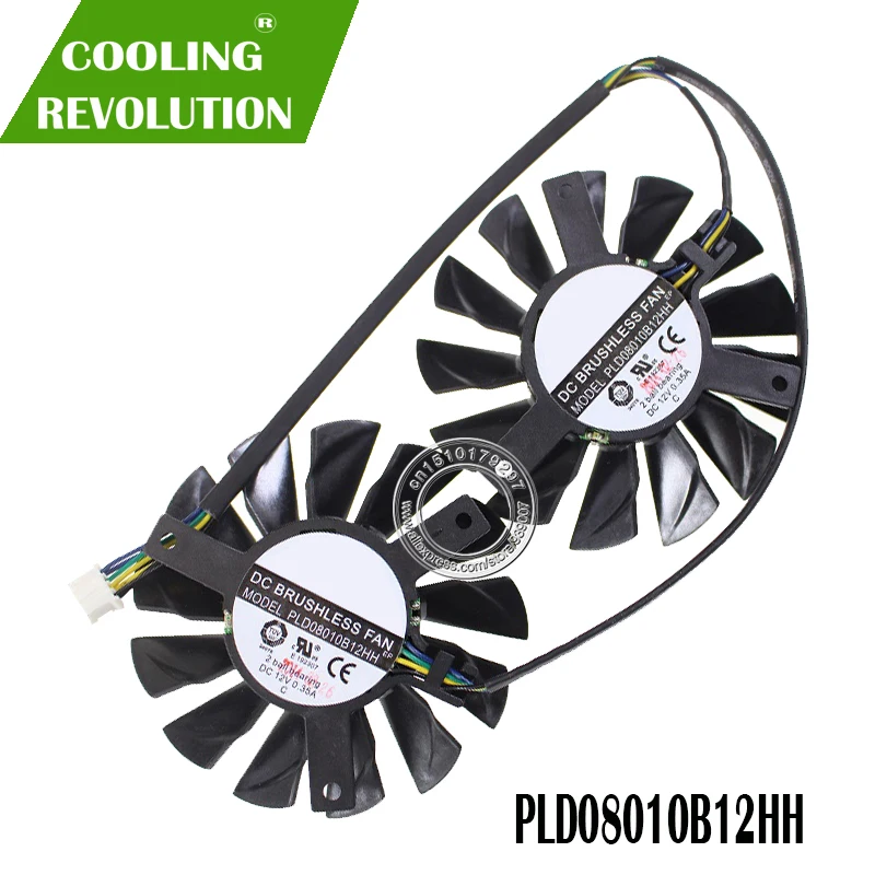 Вентилятор для видеокарты PLD08010B12HH 75 мм 75x75x12 мм 52 мм 12 В 0.35A 4Pin для MSI GTX660 GTX670 GTX680 Twin Frozr III