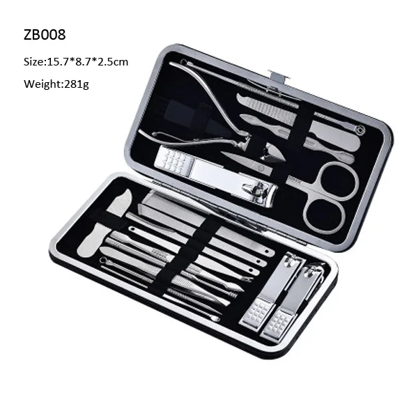 18pcs В моде профессиональные кусачки для маникюра Комплект Нержавеющая сталь для ногтей, пинцет для выщипывания, Серп крюк Golden Eagle для педикюра и маникюра наборы инструментов - Цвет: 18pcs