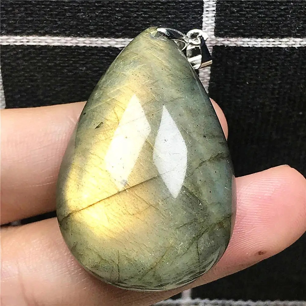 

Подлинная Подвеска из натурального Лабрадорита, ювелирные изделия для женщин и мужчин, йеллоукристалл 47x21x11 мм, бусины, капли воды, серебрян...