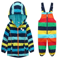 rainproof and windproof warm boys and girls spring and autumn set childrens jackets and trousers
