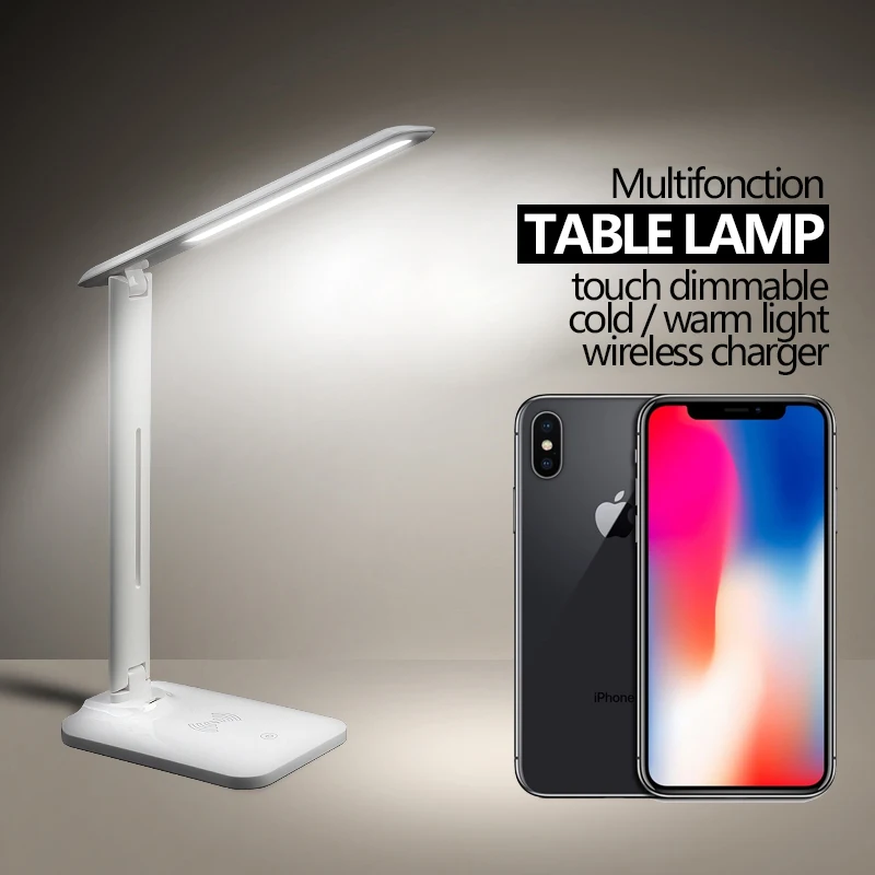 QI Беспроводной Зарядное устройство 2 в 1 Светодиодный Настольные лампы