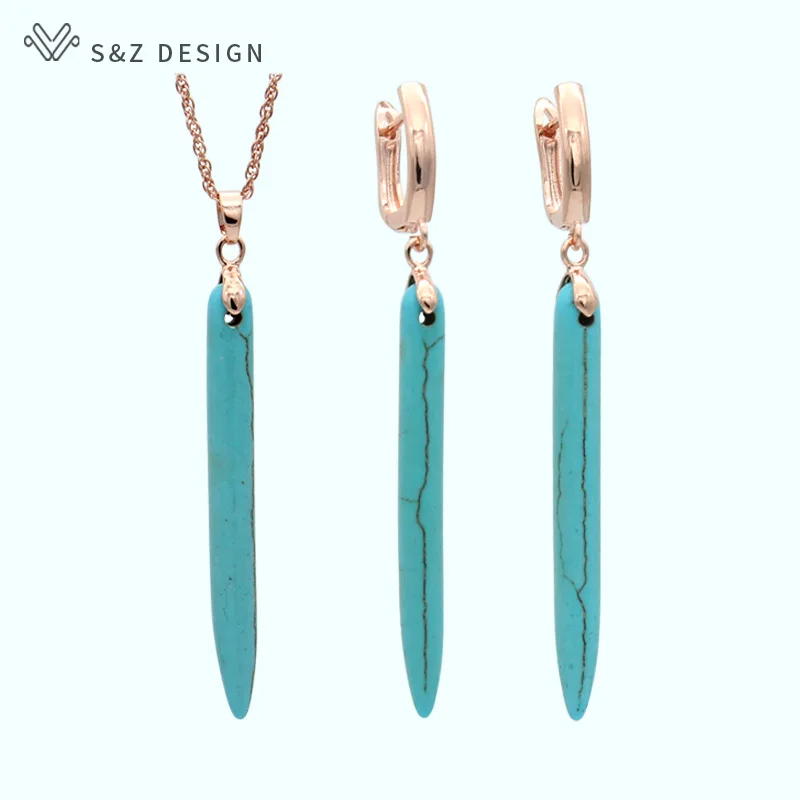 Серьги подвески S & Z женские под розовое золото 585 пробы|Ювелирные наборы| |