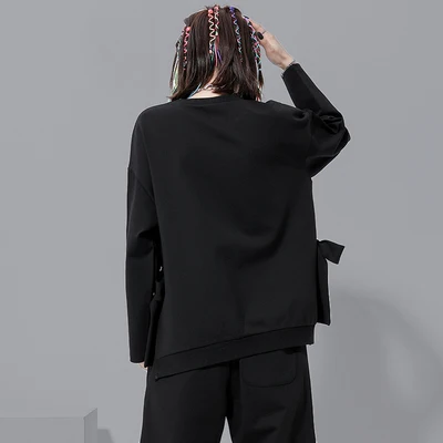 Большой размеры личности с боковыми Разделение длинным рукавом костюм женский