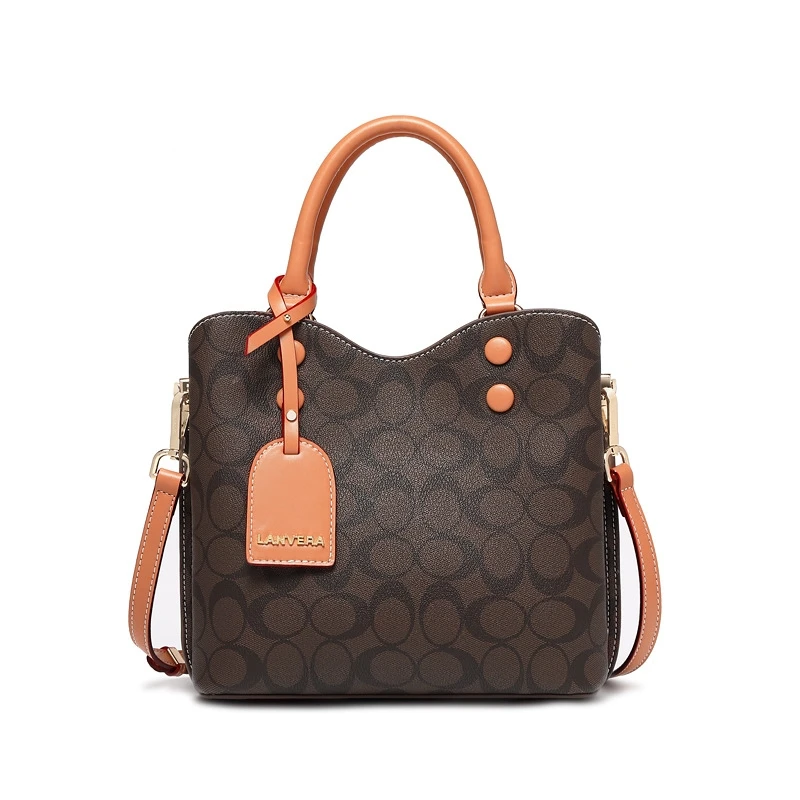 

LESENUO 2021 Female Tote Bag Designers Luxury Handbags Famous Brand Shoulder Bag Printed Bucket Simple Vintage Casual Women Bag