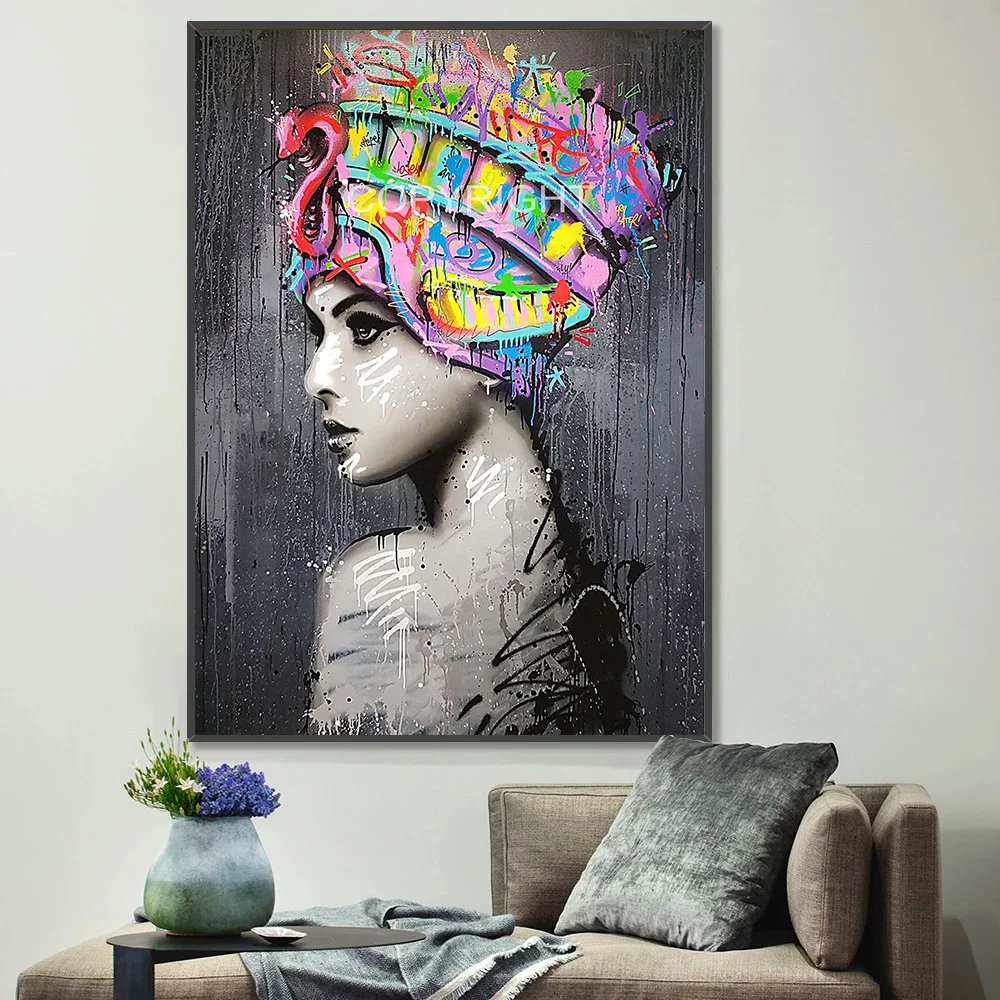 

African girl Graffiti Wall Art Paintings Print On Canvas Portrait Art Posters And Prints Wall Pictures For Modern Home Decor