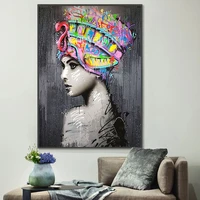 african girl graffiti wall art paintings print on canvas portrait art posters and prints wall pictures for modern home decor