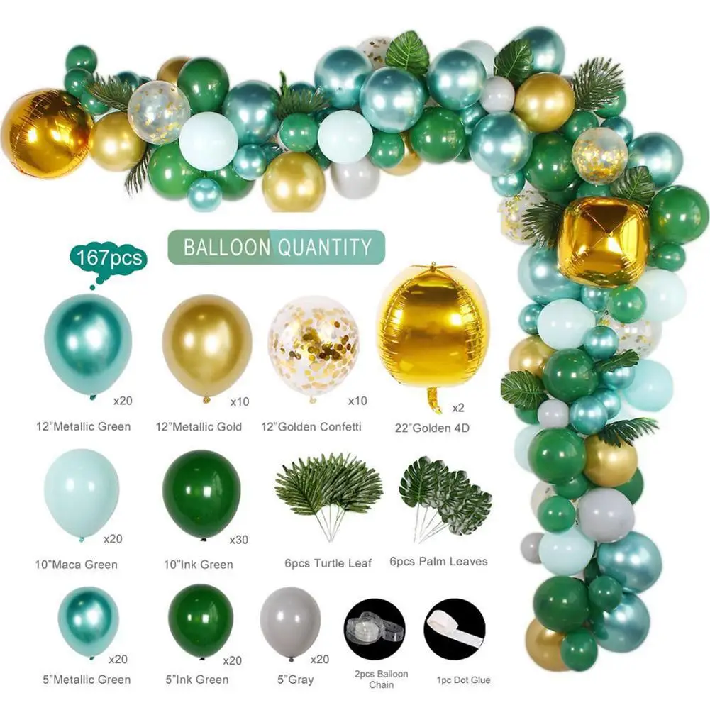

DIY Balloons Garland Birthday Party Decorations Jungle Theme Party Balloon Chain Set Dark Green Forest Balloon Birthday Supplies