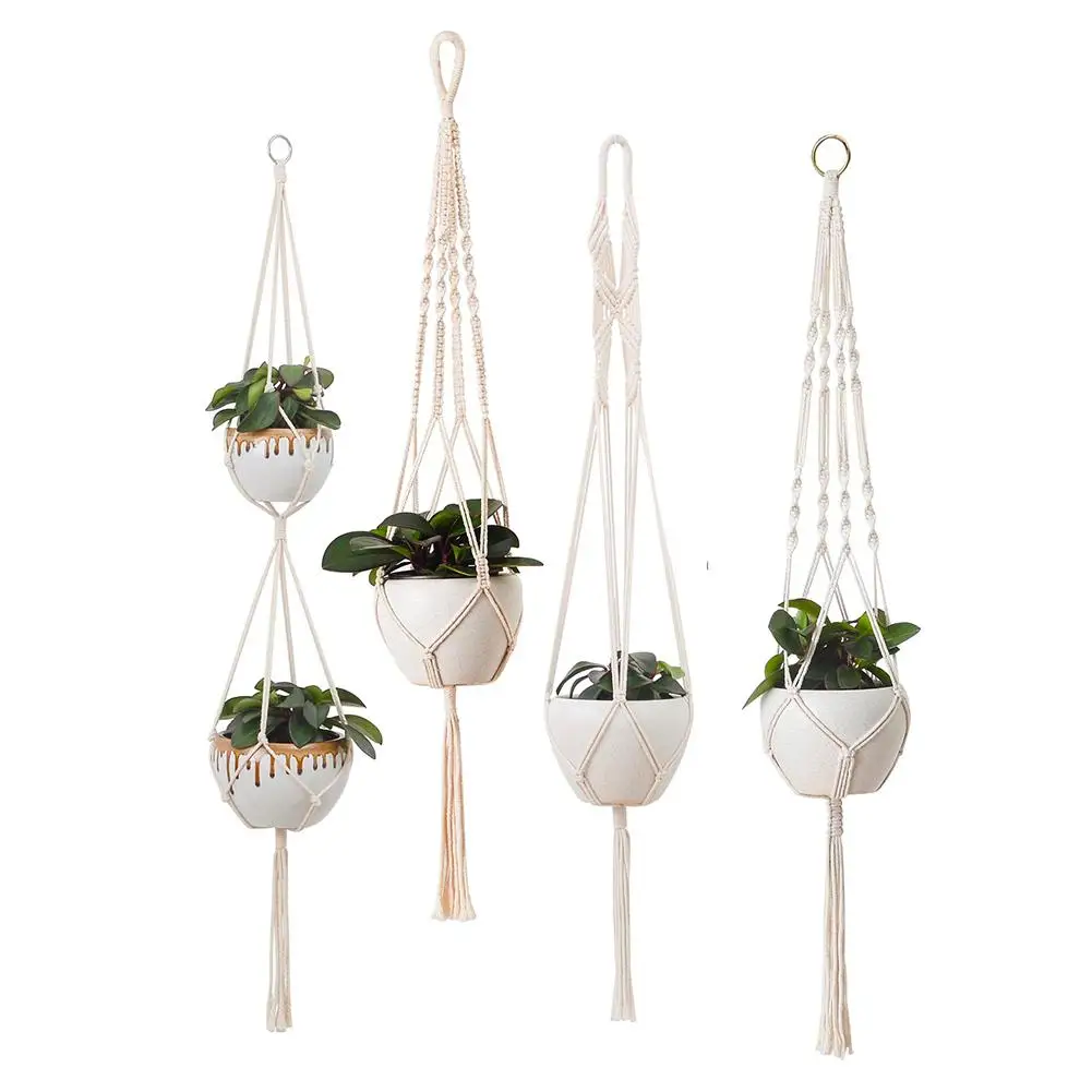 

Macrame Plant Hanger Handmade Cotton Rope Hanging Flower Basket Flower Pots Holder for Home Balcony Window Decoration #CW