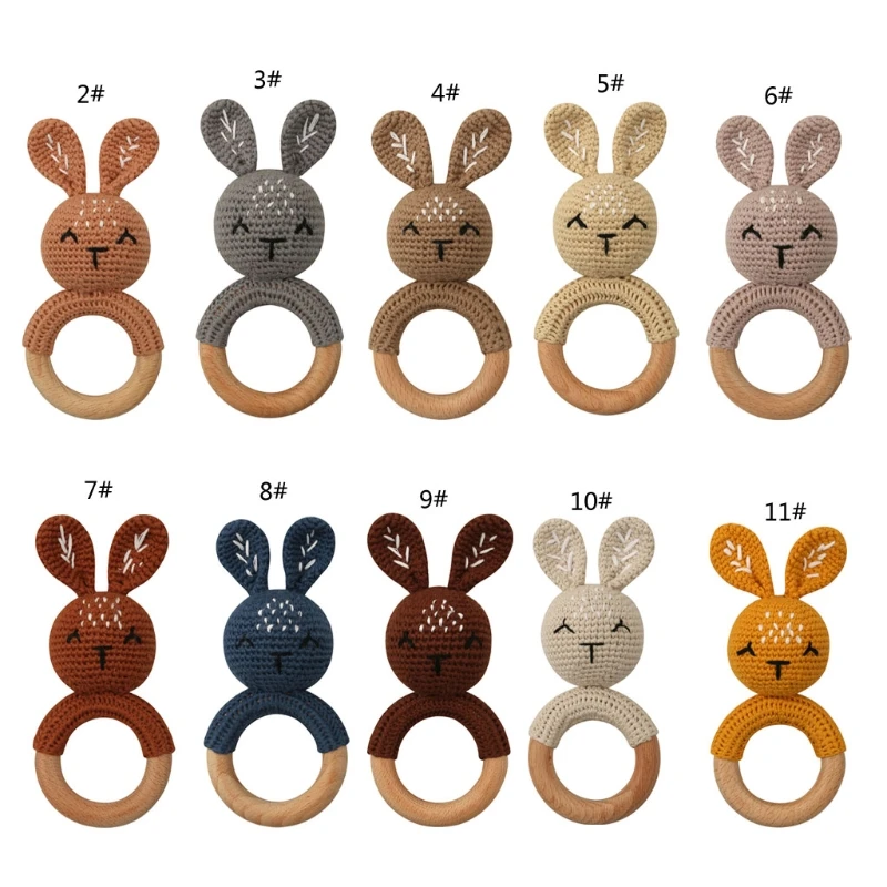

1pc Baby Teether Safe Wooden Toys Mobile Pram Crib Ring DIY Crochet Rattle Soother Bracelet Teether Set Baby Product