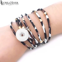 new magnet bangle leopard bracelet 041 really leather 18mm 12mm snap button bangle charm jewelry for women gift 20cm