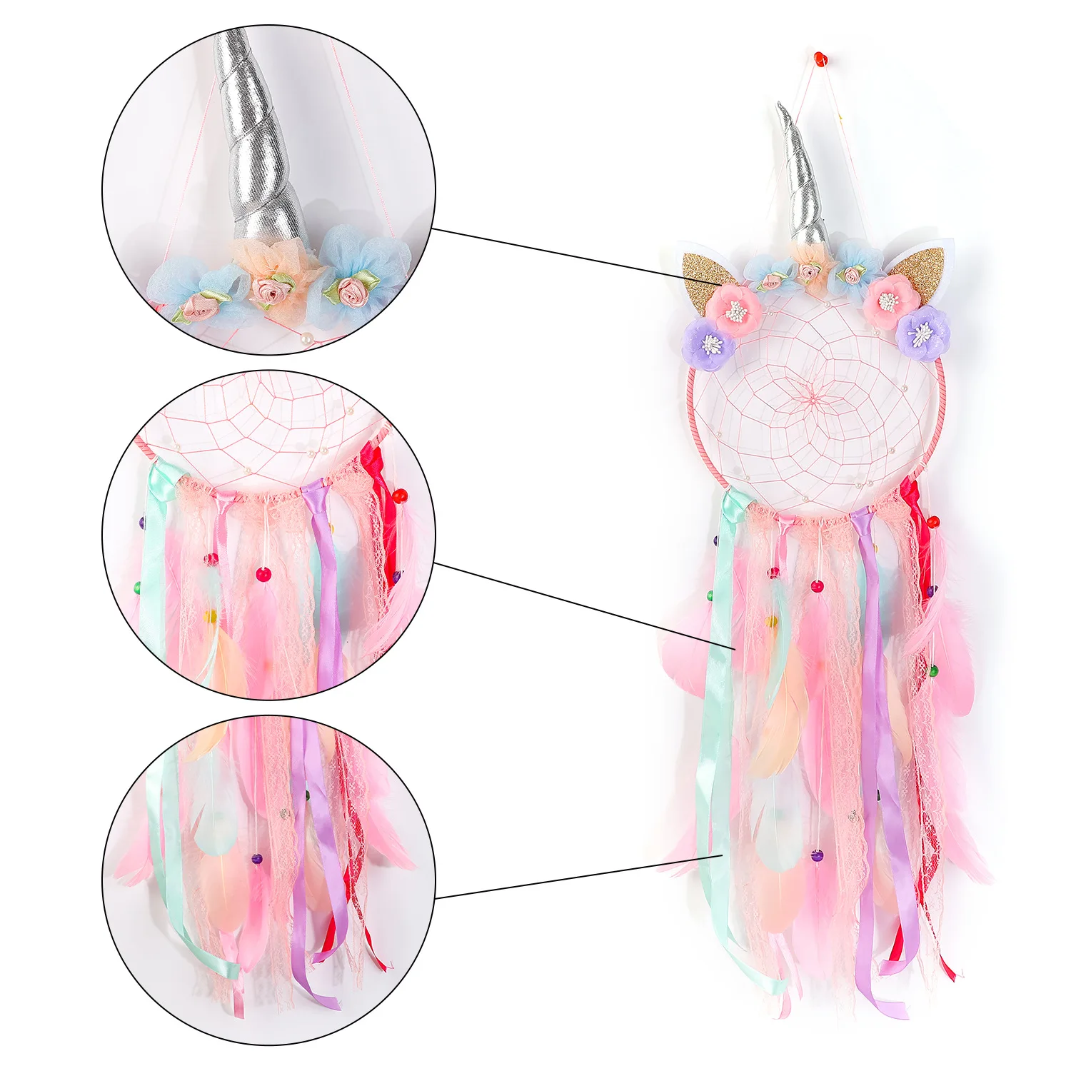 

Handmade Dream Catcher Wind Chimes Home Hanging Craft Gift Dreamcatcher Ornament Car Hanging Bedroom Decoration Girl Heart