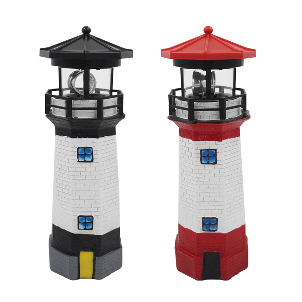 

Patio Desktop Solar Garden Lighthouse Balcony Lawn Home Indoor Outdoor Waterproof Self Rotating Nautical Style Bedroom Led