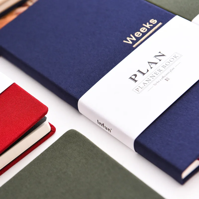 A6 Agenda Planner Monthly Weekly Plan Portable Fabric Cover Notebook With 72 Sheets Inner Pages | Канцтовары для офиса и дома