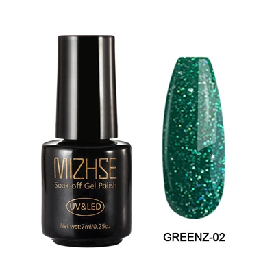 SetD10 GreenZ002 MIZHSE 7 мл Сияющий УФ-Гель-лак Алмазный Блеск Блестки Платиновый Гель-лак для ногтей Полупостоянный дизайн ногтей УФ и светодиодный Гель-лак - Цвет: SetD10 GreenZ002