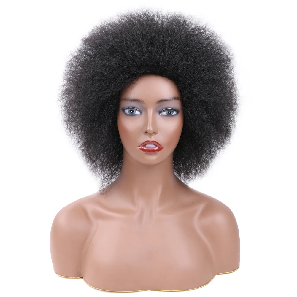 

DAIRESS Afro Kinky Curly Wigs Short Hair With Bangs For Black Women African Synthetic Omber Glueless Cosplay Wigs Heat Resistant