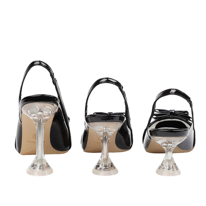 

Sexy Women Summer Sandals Females Polka Dot Bow Knot Transparent Mesh Pointed Toe High Heels Woman Valentine Gift Thin Pumps