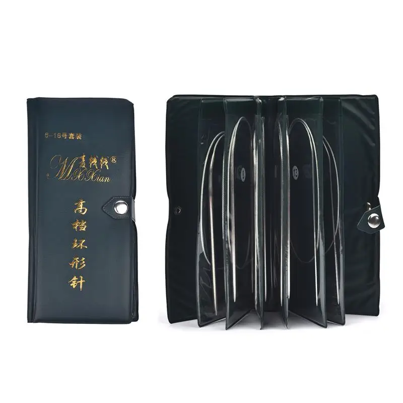 

11 Sizes 43/65/80/100/120cm Stainless Steel Circular Knitting Needles Kit Yarn Weave DIY Knitting Needles Hooks Set With Bag