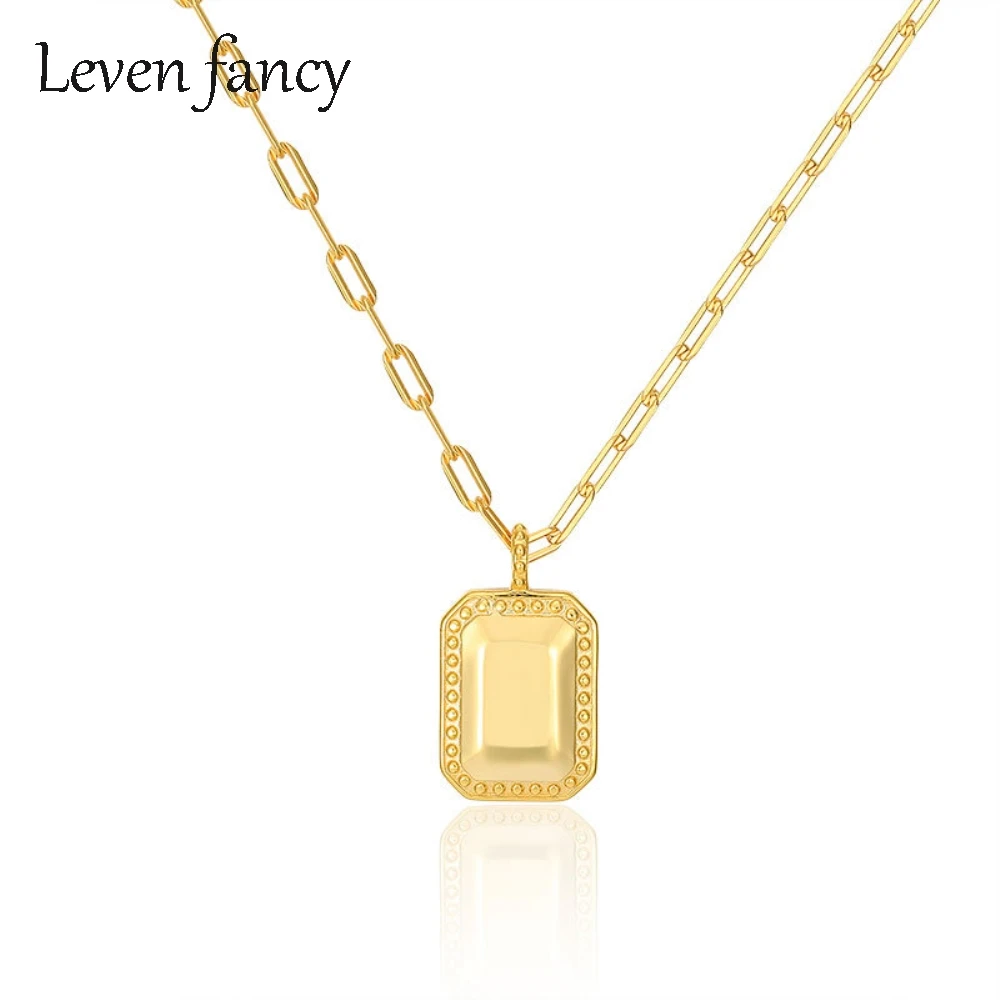 Женское прямоугольное ожерелье из серебра 925 пробы с подвеской в виде