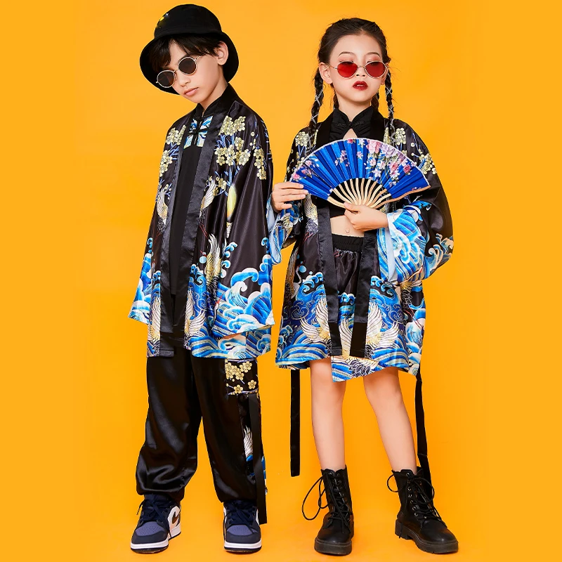 

Chinese Style Hip Hop Dance Costumes For Kids Jazz Performance Costumes Boys Girls Ballroom Hip Hop Dance Rave Clothes DQS7503