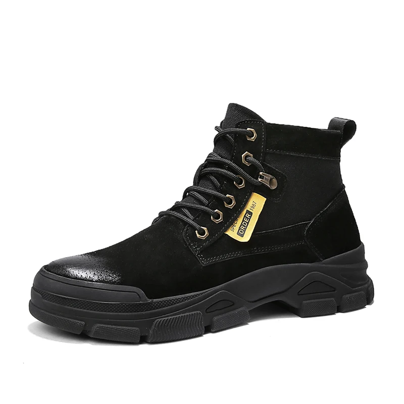 Ботинки JKPUDUN мужские зимние из натуральной кожи теплые полусапожки мех рабочая