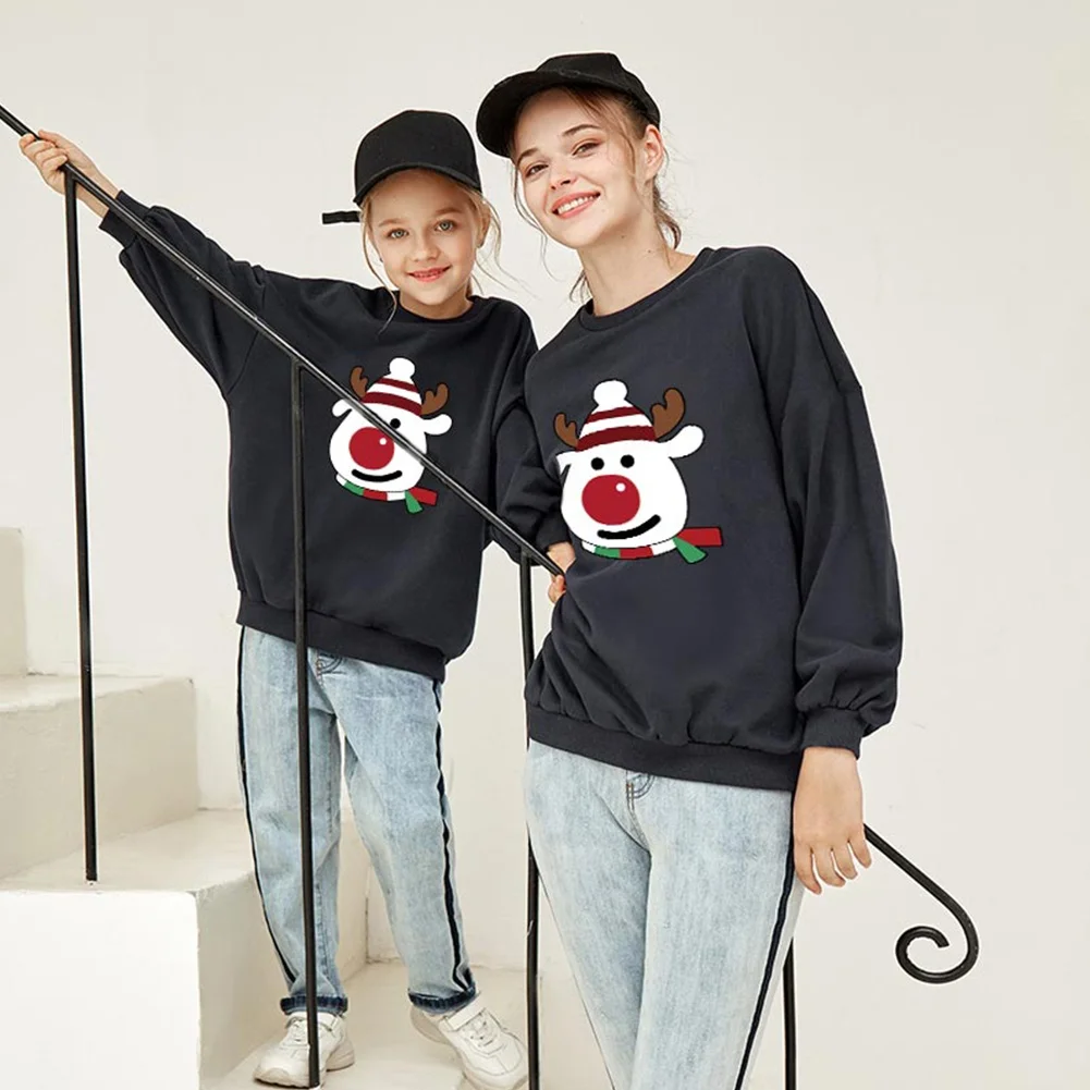 Рождественский свитшот с мультяшным принтом топ костюм для семьи подходит мам
