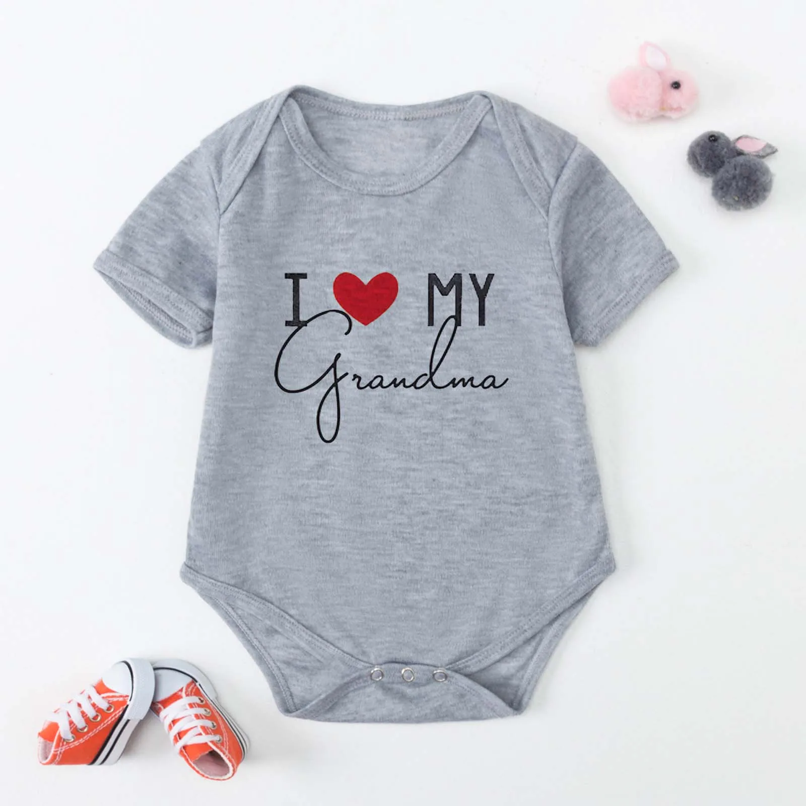 #48 Body For Newborns Toddler Baby Girls Boys Short-sleeve I Love Grandma Print Romper Comfortable Fart Clothes Roupa De Bebe |
