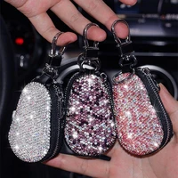 car mounted diamond inlaid key bag lovely car general key leather case key chain protective case decorative products key holder