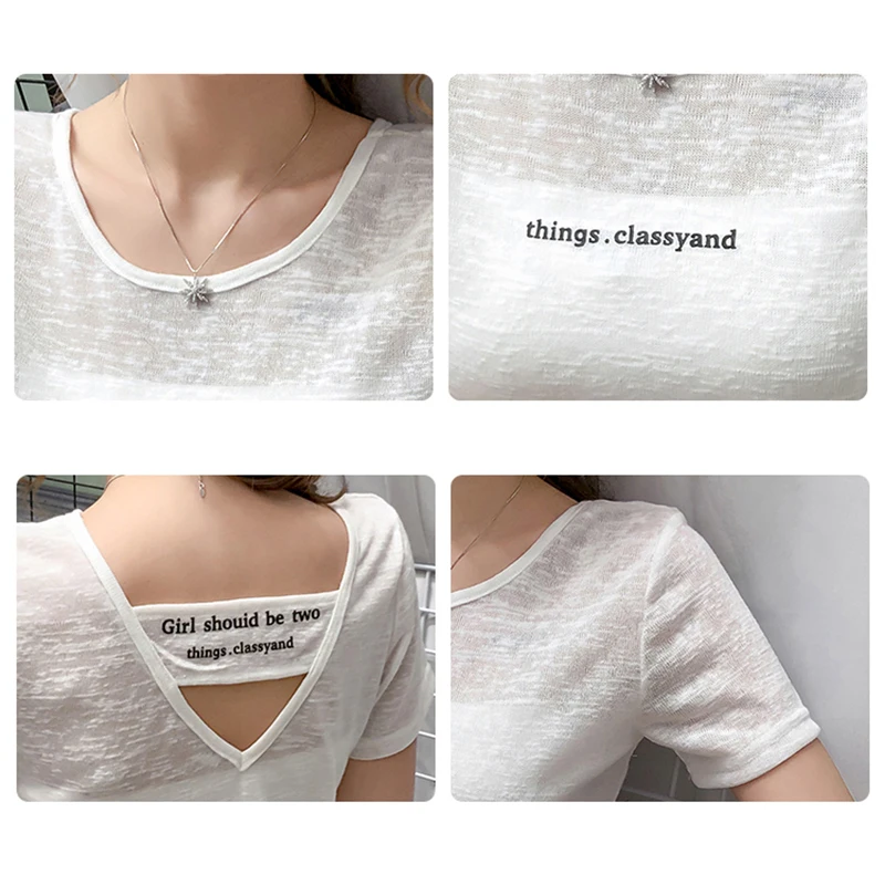 

Black short-sleeved T-shirts Women Slim letter Tshirt 2020 Leisure wild Tee shirt summer new bottoming shirt O-neck solid Tops