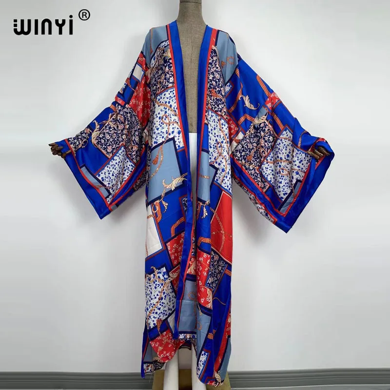 

2022 Beach Cover up caftan Autumn Women Cardigan Loose Long Dress sukienka Party Boho Maxi African Holiday Batwing Sleeve kimono