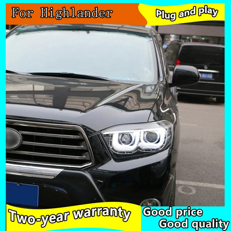 Автомобильный Стайлинг для Toyota 2009-2011 фара Highlander светодиодный фар DRL двойной U