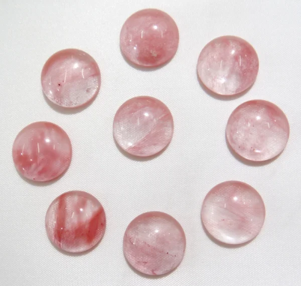

Wholesale 50Pcs/lot Natural Stone Round Charm 16mm Cabochon No Hole Cherry Quartz Beads for Jewelry Making DIY Ring Accessories