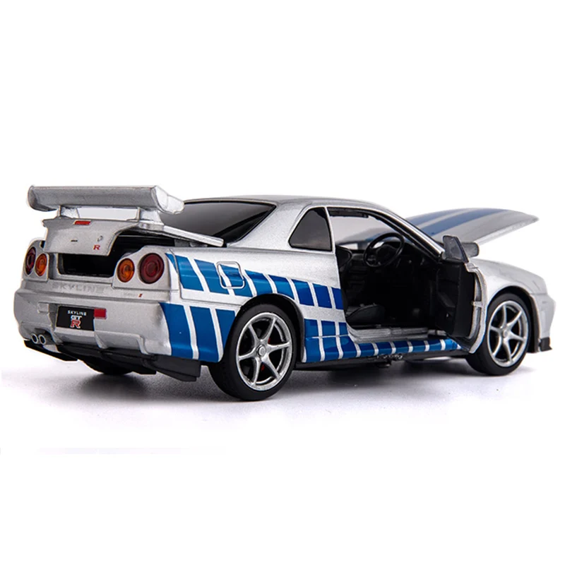 Модель литая автомобиля 1:32 GTR R34 Skyline Ares Металлическая машинка из сплава игрушки