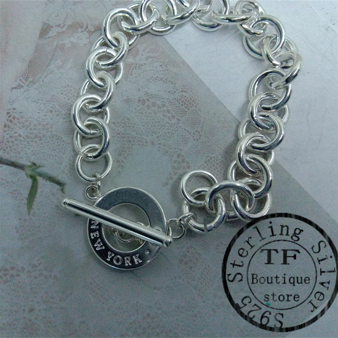 

S925 Sterling Silver women's heart-shaped pendant bracelet, tif1:1 men's T-O hand catenary, couple fashion birthday party gift