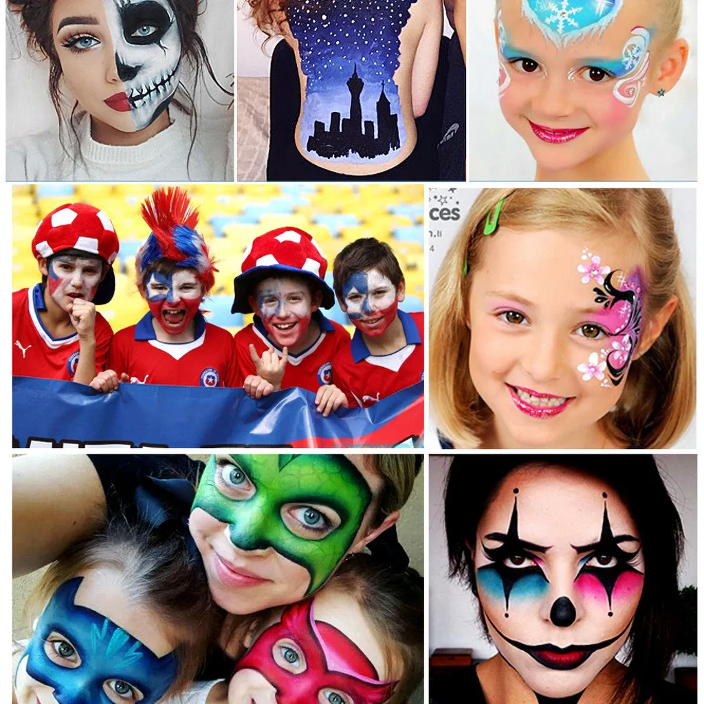 12 цветов Хэллоуин вечерние живопись для лица тела костюм мяч карнавальный макияж