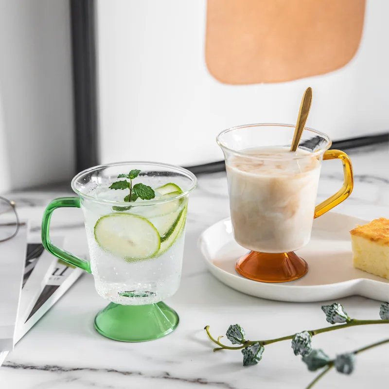 

300ml Creative Color Hot Drinking Glass Nordic Transparent Coffee Mug Vintage Latte Water Tea Milk Glasses Cup Wedding Drinkware