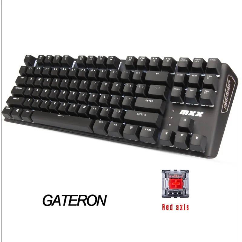 black red axis Rantopad MXX Cherry/GATERON Механическая игровая клавиатура 87-Key Deluxe Edition 4 Axis aluminum Cover белый одноцветный RGB светодиодный - Цвет: black red axis