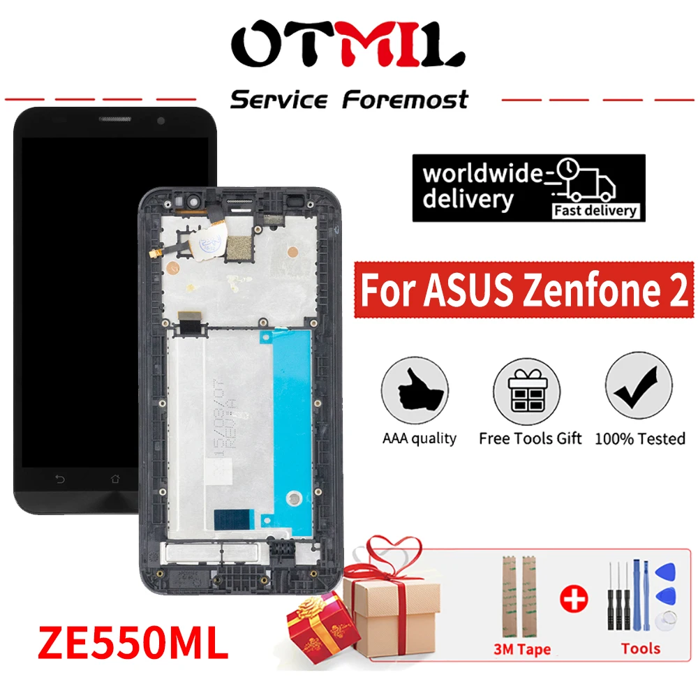 5 "Оригинальный ЖК-дисплей для ASUS Zenfone 2 ZE550ML дисплей сенсорный экран с рамкой Z00BD