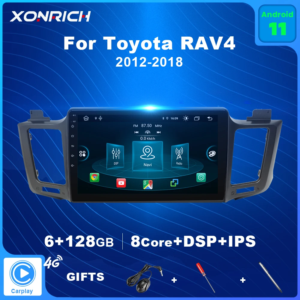 

Carplay 6G + 128G Android11 AI Голосовое управление автомобильное радио мультимедиа для Toyota RAV4 2012 2013 2014-2018 2Din навигация GPS без DVD