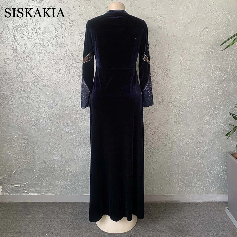 Siskakia зимние платья для женщин v-образный вырез длинный рукав этническая Африка