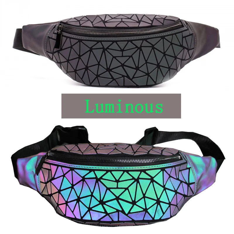 Women Bao Luminous Waist Bags Convenient Belt Bag Luxury Brand Chest Geometry Packs Purse Money Phone | Багаж и сумки