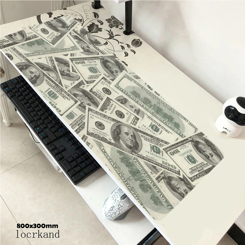 

700*300 100 dollars banknotes pattern printing mouse pad Novelty ideas gift Overlock large USD mousepad.