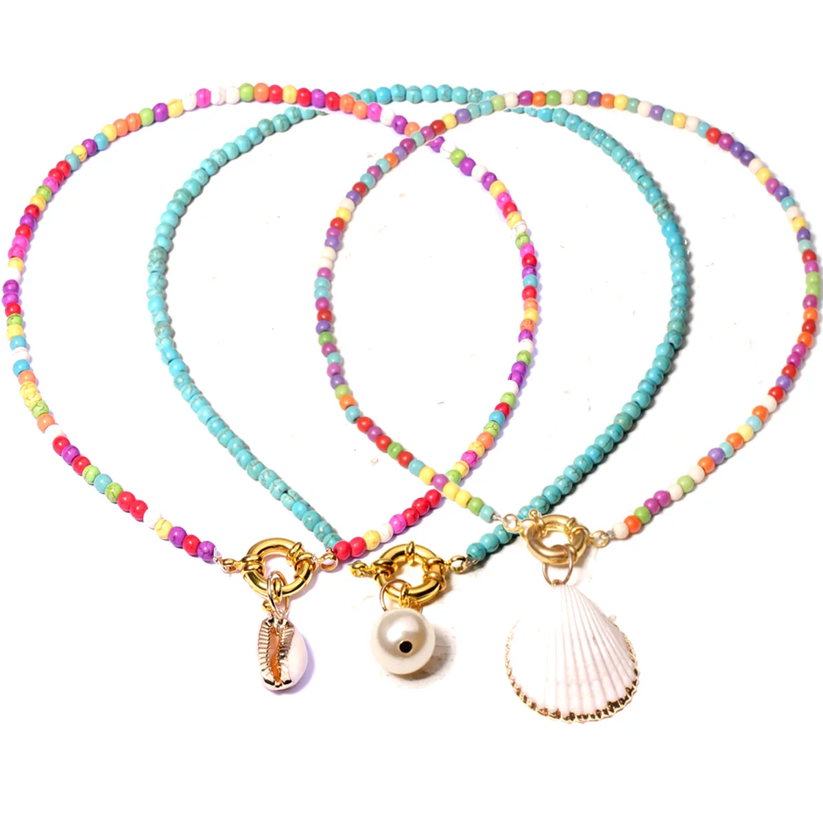 Женское Ожерелье с радужными бусинами и жемчугом|Ожерелья подвеской| |
