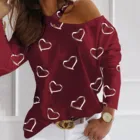 Модный Женский свитшот с принтом Love, пикантный пуловер без бретелек с длинным рукавом, Повседневная Свободная Женская одежда, уличная одежда для женщин