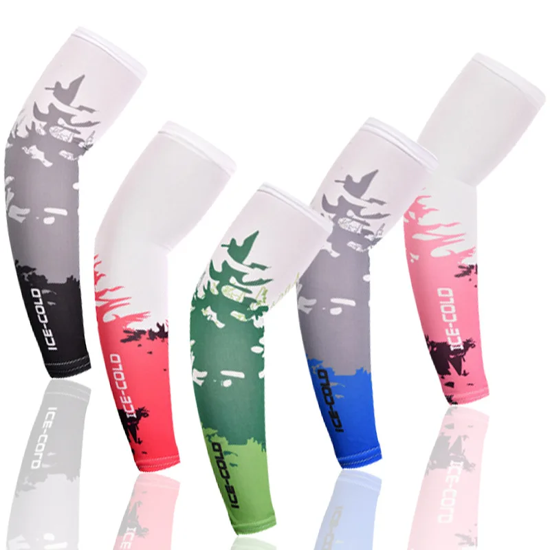 

2Pcs Ice Fabric Running Arm Sleeves Quick-Drying Basketball Cycling Volleyball Sunscreen Band Protection Fitness Armguards -40