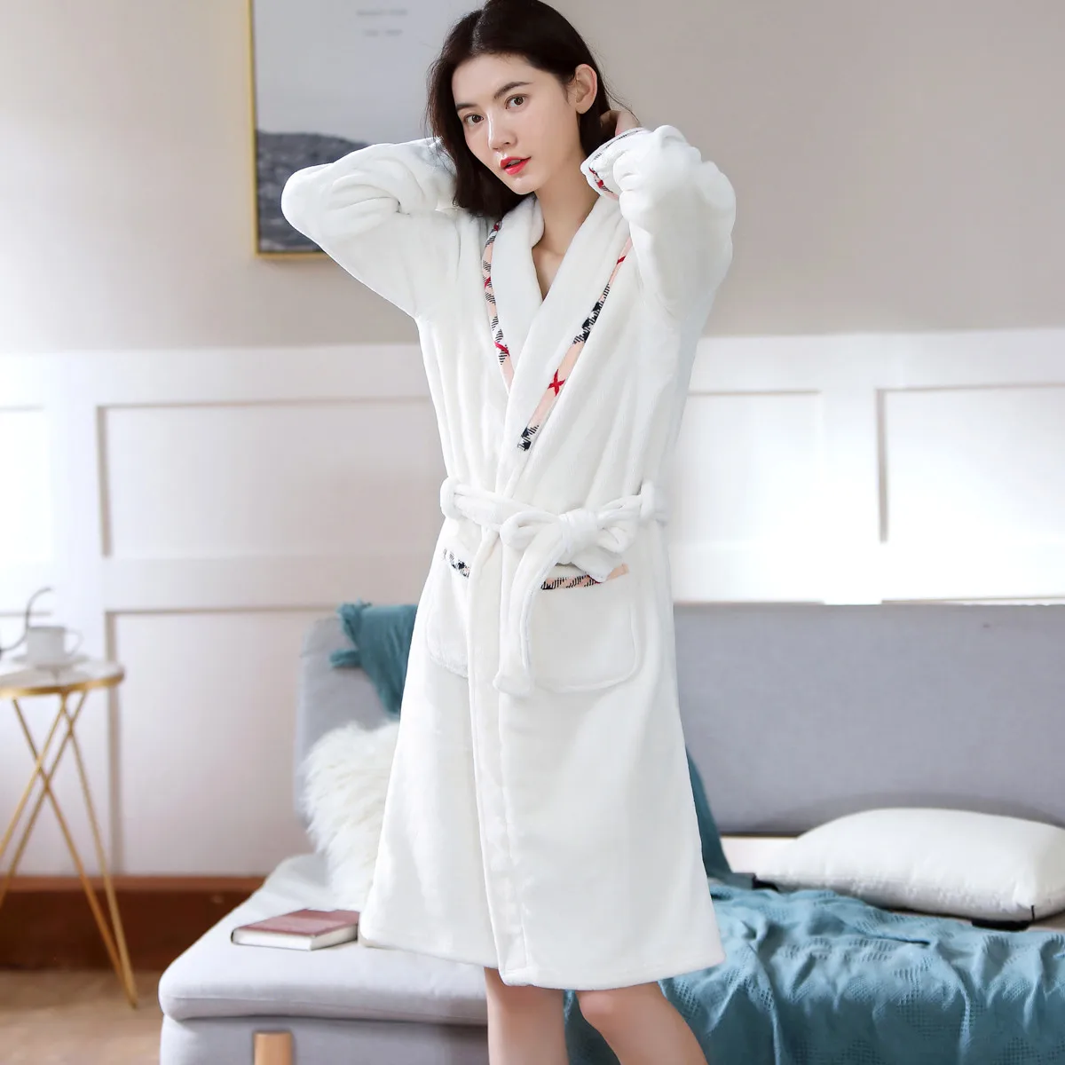 Плотный теплый мягкий фланелевый Халат женский зимний длинный халат сексуальный