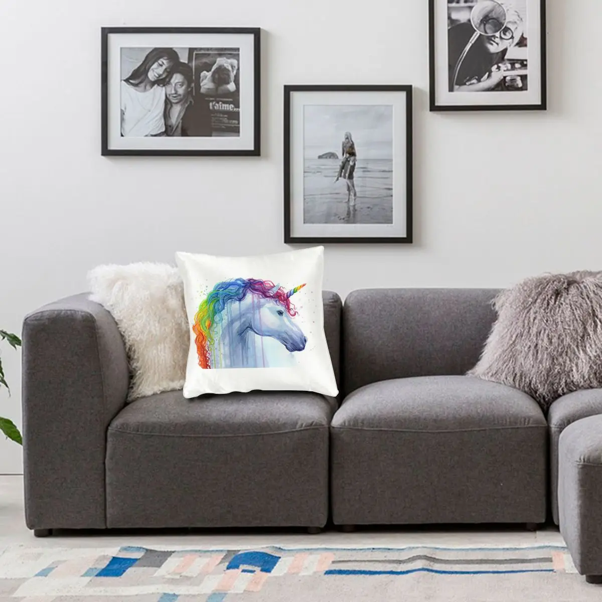 

Rainbow Unicorn Throw Pillow Cover Decorative Pillow Creative Pillowcase